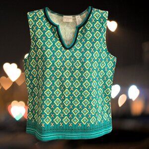 Covington Women's Sleeveless Stretch Top Blouse Green Size S